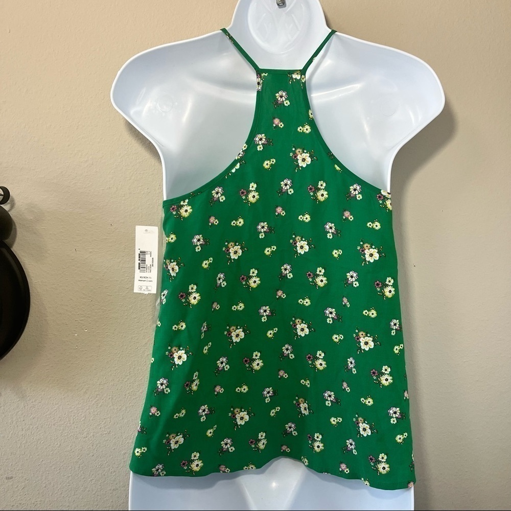 No Boundaries Green Floral Spaghetti Strap Tank Top XS - Picture 4 of 8